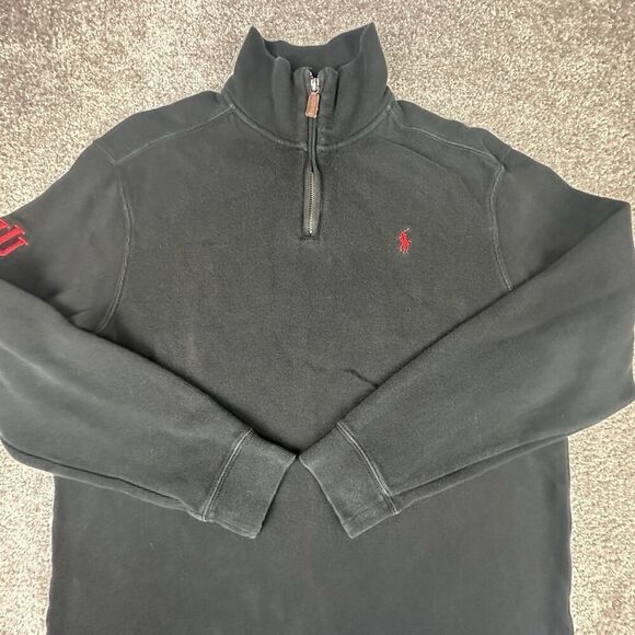 Polo Ralph Lauren Quarter Zip Knit Sweater Mens Large Regular Black Mock Neck